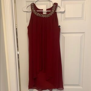 Enfocus Studio Red Embellished Halter Knee-Length Dress